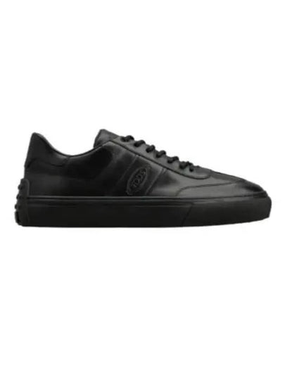 Logo Leather Low Top Sneakers Black - TOD'S - BALAAN 2