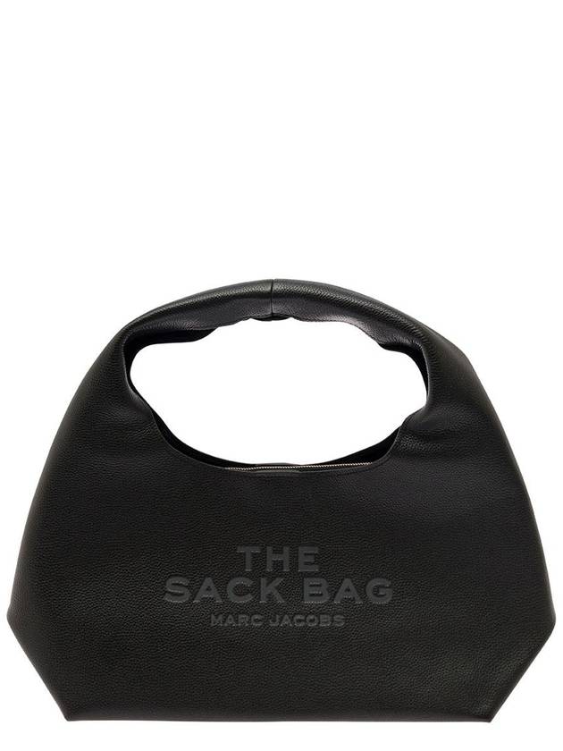 'The Sack' Black Shoulder Bag With Embossed Logo In Hammered Leather Woman - MARC JACOBS - BALAAN 1