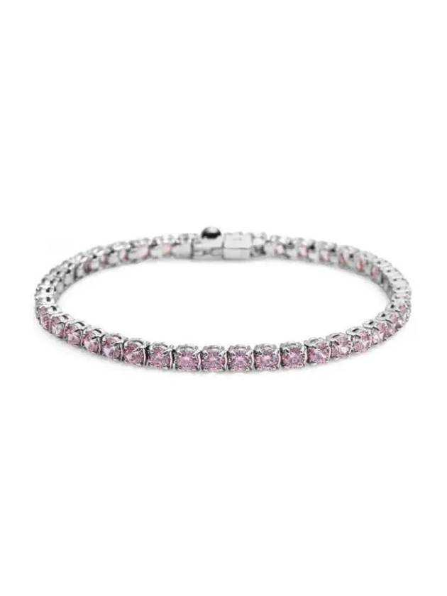 Matrix Round Zirconia Tennis Bracelet Silver Pink - SWAROVSKI - BALAAN 3