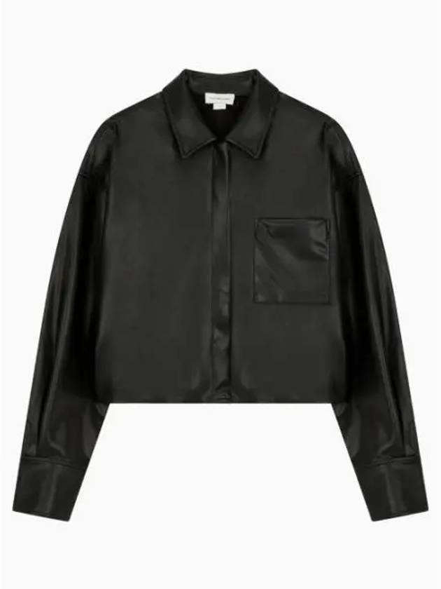 Jean Fox Leather Crop Long Sleeve Shirt Black - CALVIN KLEIN - BALAAN 2