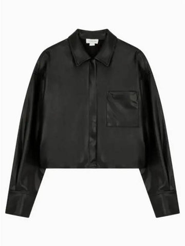 Jean Fox Leather Crop Long Sleeve Shirt Black - CALVIN KLEIN - BALAAN 1