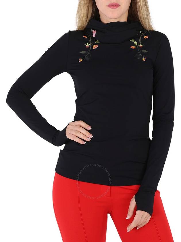 Burberry Ladies Black Belle Flowers Hoodie, Size Small - BURBERRY - BALAAN 1