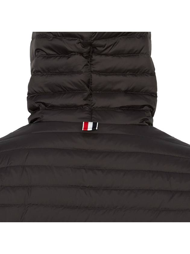 Matte Nylon 4-Bar Stripe Downfill Quilted Hoodie Padding Black - THOM BROWNE - BALAAN 8