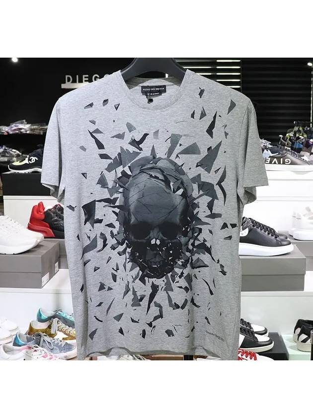 Skull Graffiti Logo Short Sleeve T-Shirt Grey - ALEXANDER MCQUEEN - BALAAN 3