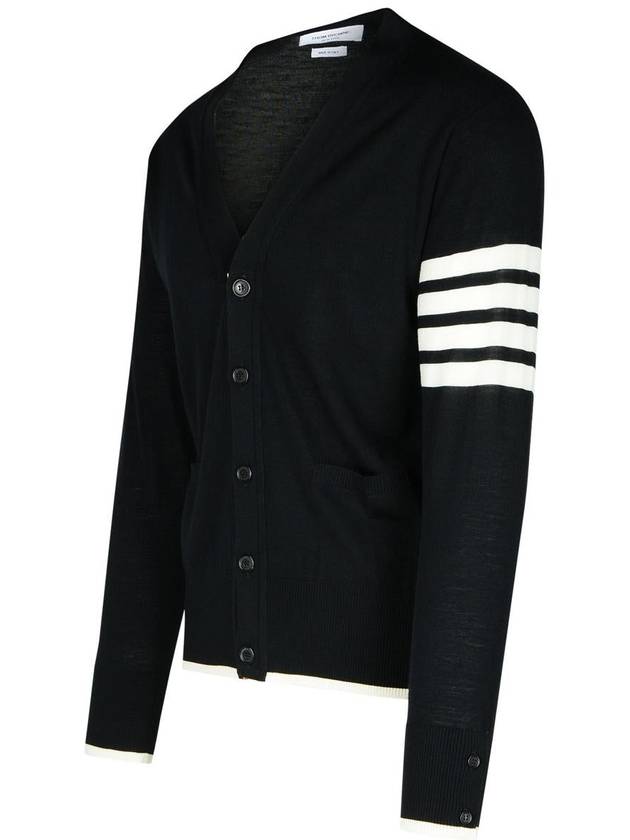 Wool 4-Bar Cardigan Black - THOM BROWNE - BALAAN 3