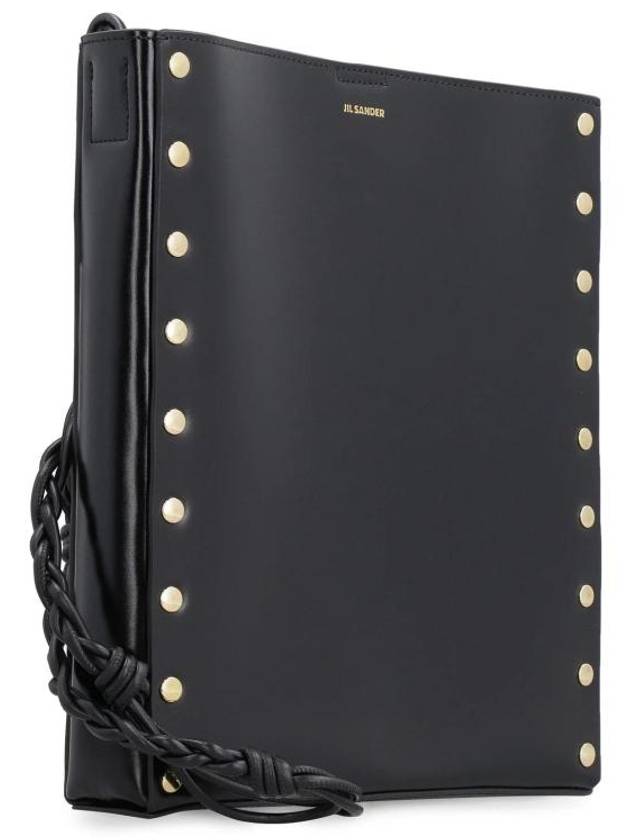 Tangle Rivet Leather Shoulder Bag Black - JIL SANDER - BALAAN 3