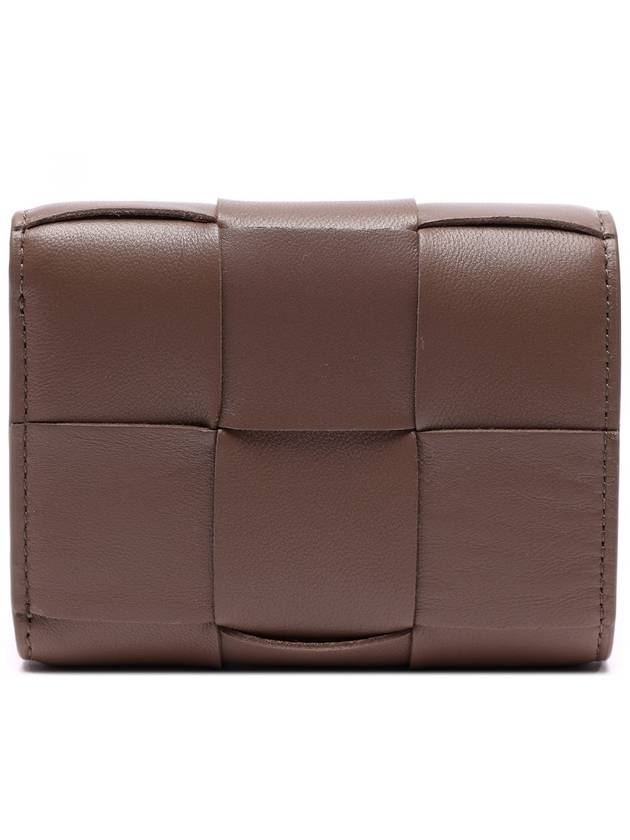 Cassette Tri-Fold Zipper Half Wallet Taupe Grey - BOTTEGA VENETA - BALAAN 5