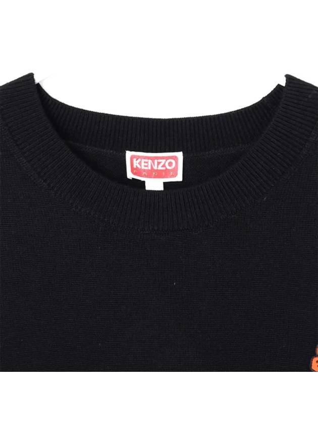 Boke Flower Crest Embroidered Wool Knit Top Black - KENZO - BALAAN 3