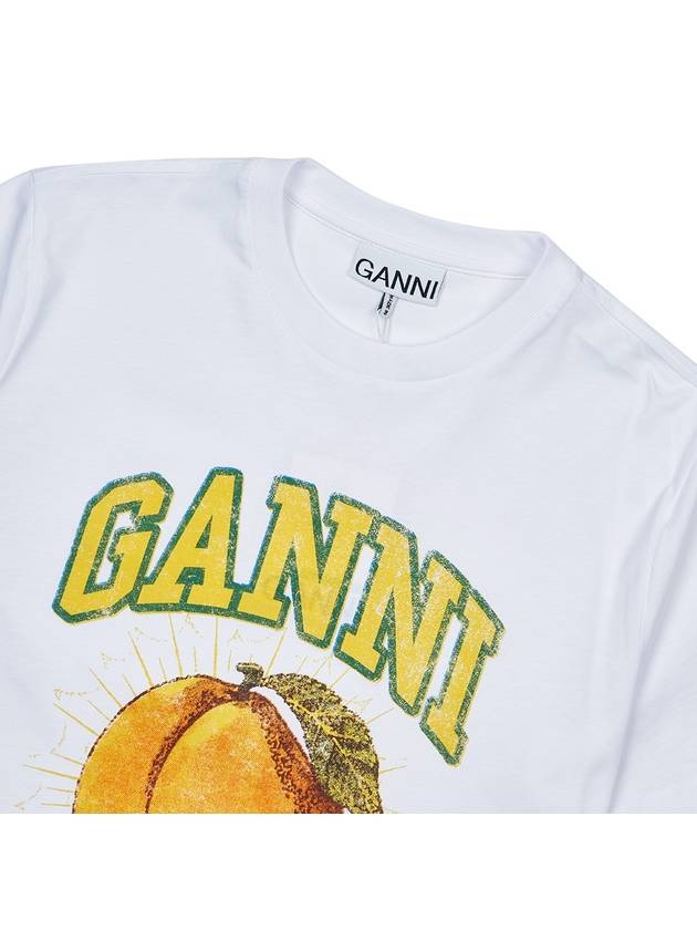 Women's Relaxed Peach Print Short Sleeve T-Shirt White - GANNI - BALAAN 4