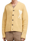 Heart Logo Oversized Cardigan Beige - AMI - BALAAN 3