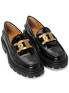 Women's Kate Metal Chain Leather Loafers Black - TOD'S - BALAAN 4