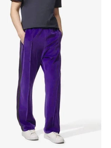 Slim Butterfly Logo Embroidered Velor Track Pants Purple NS253PURPLE - NEEDLES - BALAAN 1