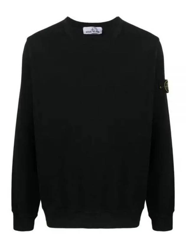 Brushed Cotton Fleece Garment Dyed Crewneck Sweatshirt Black - STONE ISLAND - BALAAN 2