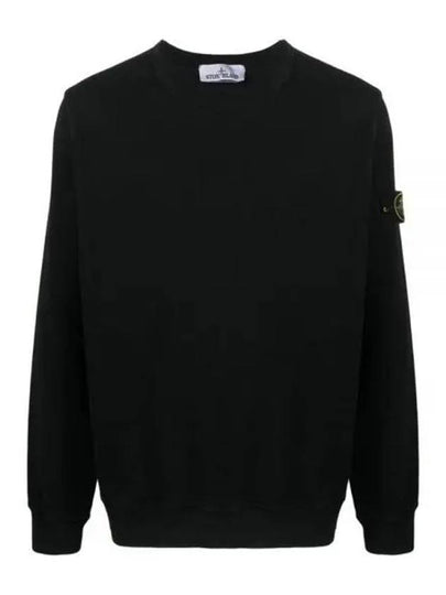 Brushed Cotton Fleece Garment Dyed Crewneck Sweatshirt Black - STONE ISLAND - BALAAN 2