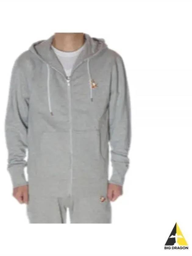 Chillax Fox Patch Hooded Zip Up Grey Melange - MAISON KITSUNE - BALAAN 2