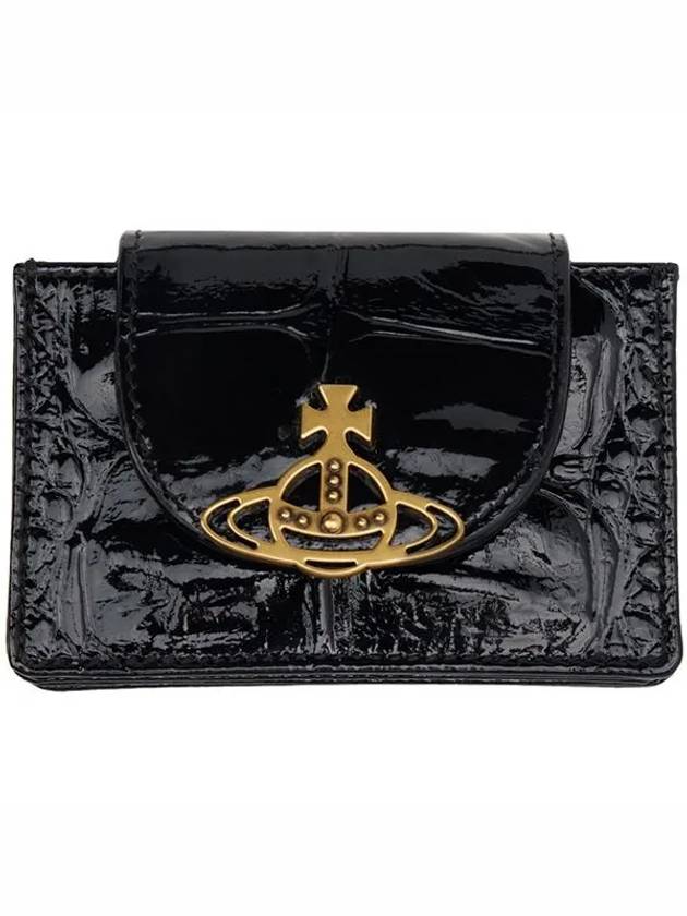 Shiny Patent Flap Card Wallet Black - VIVIENNE WESTWOOD - BALAAN 2