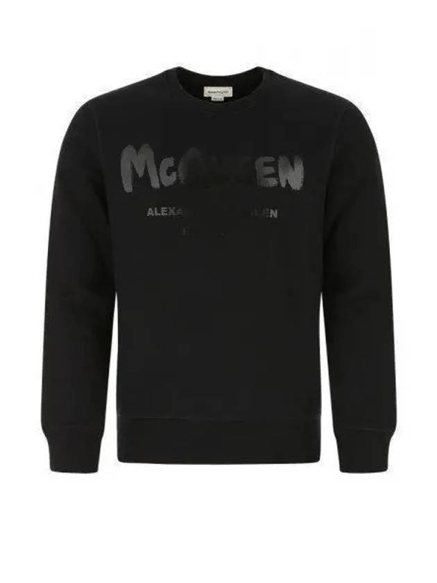 Men's Graffiti Logo Sweatshirt Black - ALEXANDER MCQUEEN - BALAAN 2