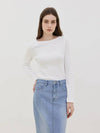 Waffle Crop Long Sleeve T-Shirt White - LESEIZIEME - BALAAN 6