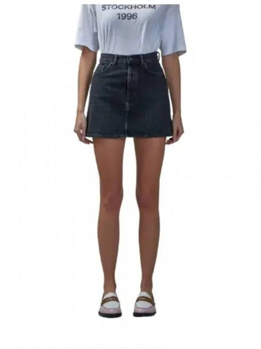 Denim Mini A-Line Skirt Black - ACNE STUDIOS - BALAAN 2