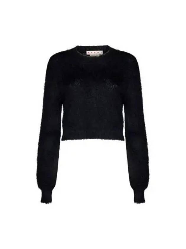 Crew Neck Brushed Knit Top Black - MARNI - BALAAN 2