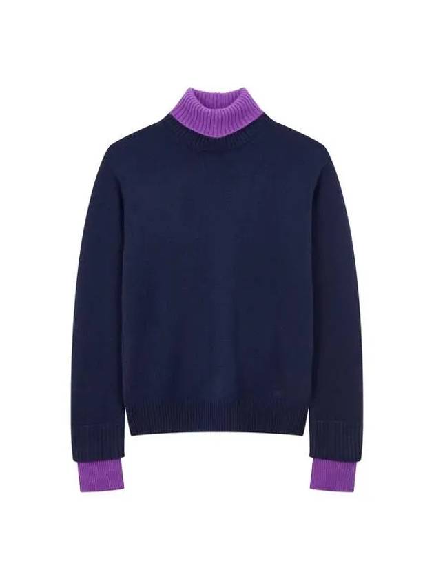 Men s color combination layered wool knit navy 270184 - EMPORIO ARMANI - BALAAN 1