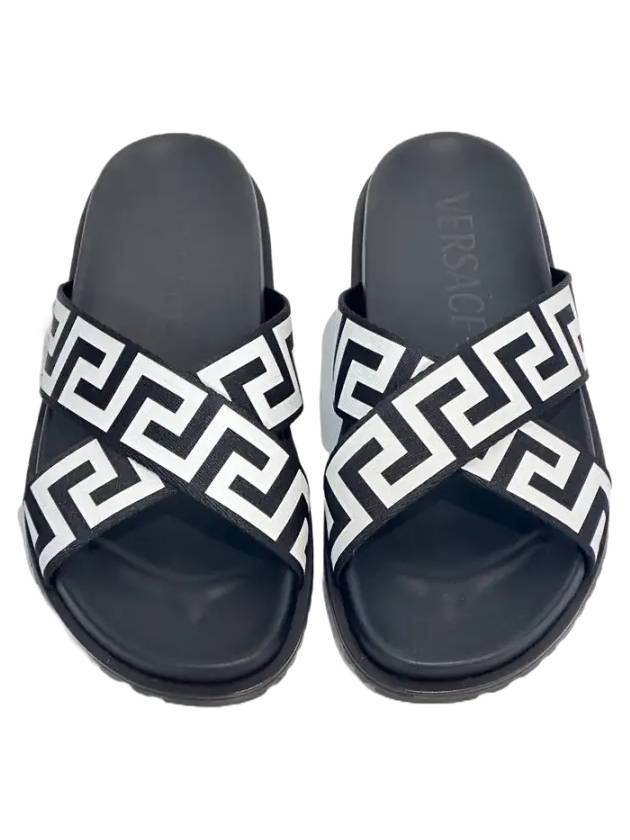 Greca Cross Band Slippers Black - VERSACE - BALAAN 5