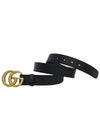 Men's GG Marmont Double G Buckle Gold Hardware Leather Belt Black - GUCCI - BALAAN 4