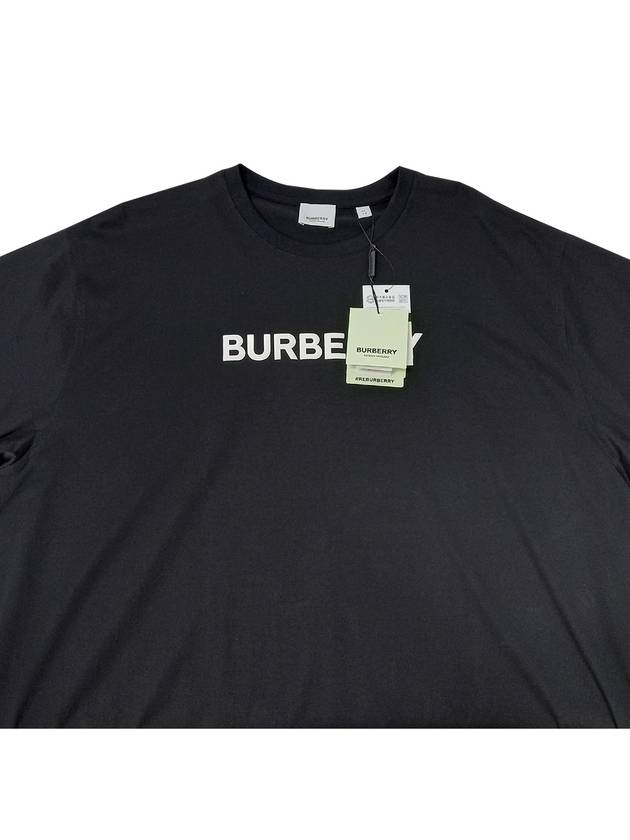 Logo Print Cotton Oversized Short Sleeve T-Shirt Black - BURBERRY - BALAAN 5