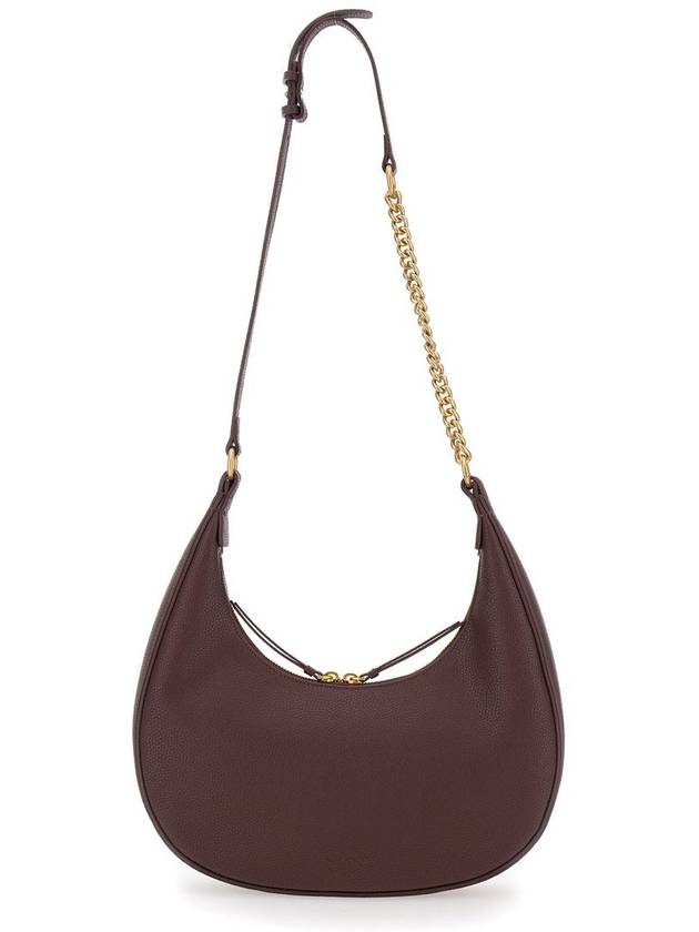 'Brioche' Brown Shoulder Bag With Love Birds Diamond Cut Logo Plate In Hammered Leather Woman - PINKO - BALAAN 2