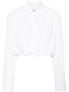 Embroidery Logo Crop Blouse White - MSGM - BALAAN 2