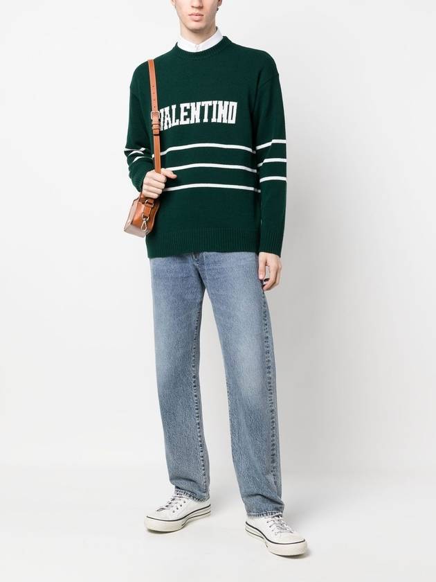 Men's Logo Crew Neck Knit Top Green - VALENTINO - BALAAN 3