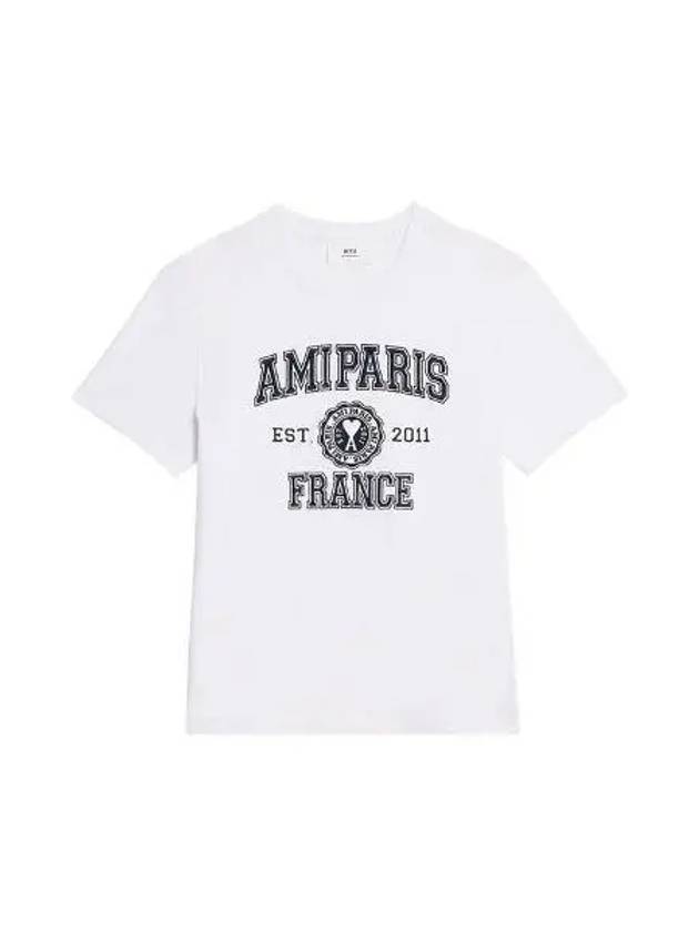 Varsity Logo Short Sleeve T-Shirt White - AMI - BALAAN 2