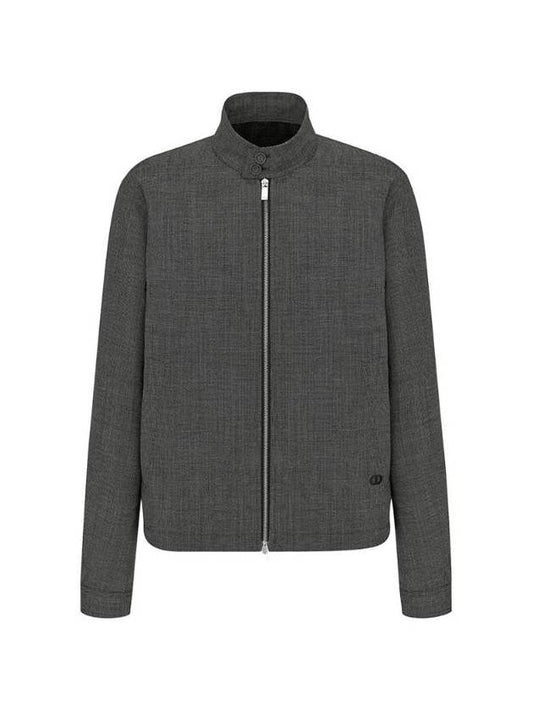 Micro Houndstooth Harrington Shape Blouson Gray Wool - DIOR - BALAAN 1