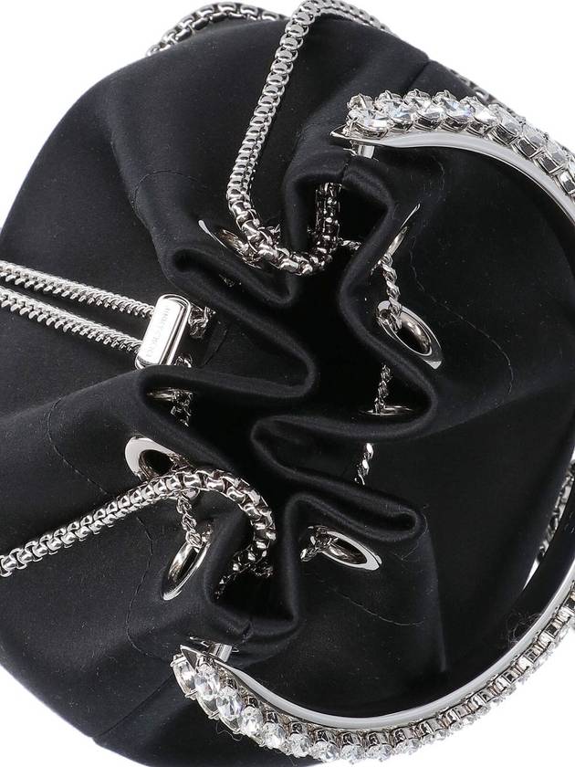 'Bon Bon' Mini Black Handbag With Metal Crystal Bracelet Handle In Satin Fabbric Woman - JIMMY CHOO - BALAAN 5