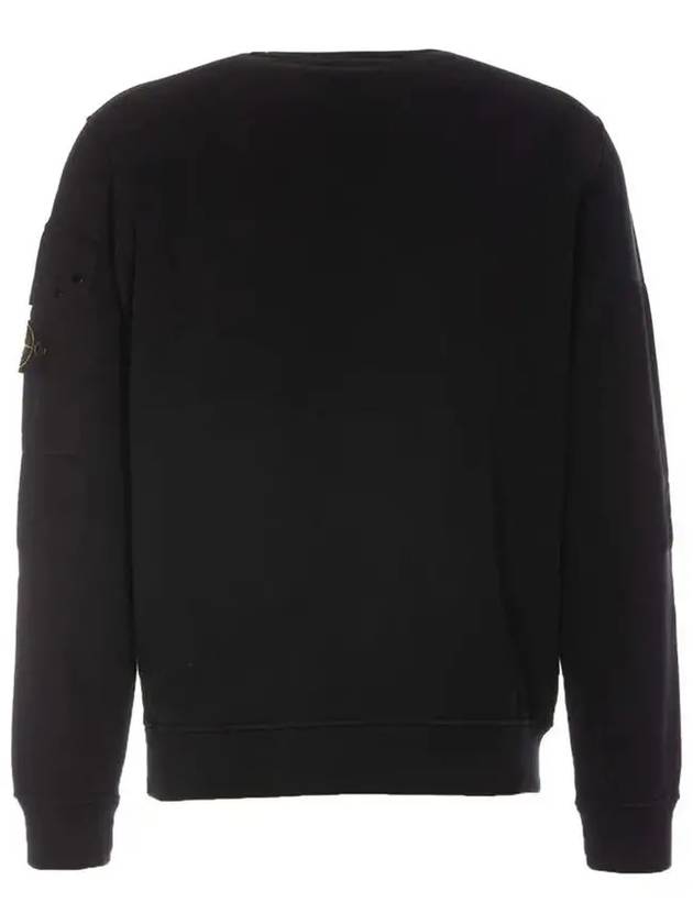 Brushed Organic Cotton Fleece Sweatshirt Black - STONE ISLAND - BALAAN 4