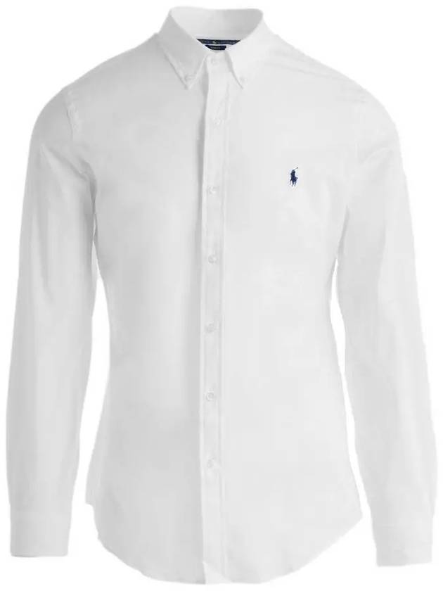 Embroidered Logo Pony Long Sleeve Shirt White - POLO RALPH LAUREN - BALAAN 3