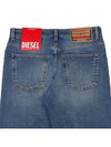 Women's D Arc Logo Buckle Denim Straight Jeans Blue - DIESEL - BALAAN.