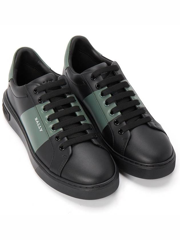 Mitty Leather Low Top Sneakers Black Green - BALLY - BALAAN 4