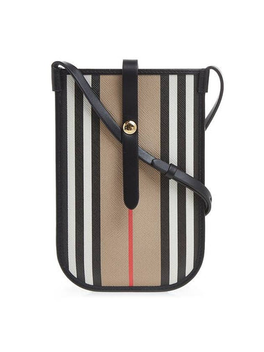 Icon Stripe Phone Case Mini Cross Bag Beige - BURBERRY - BALAAN 1