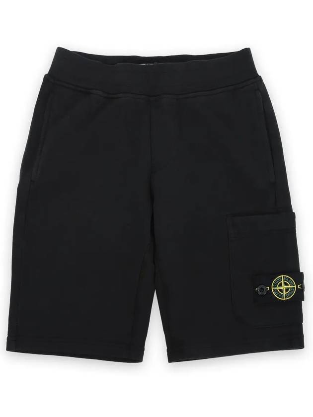 Kids Wappen Patch Fleece Shorts Black - STONE ISLAND - BALAAN 4