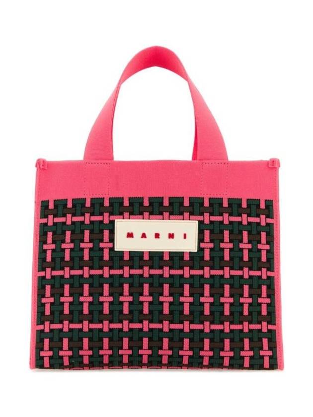 Logo Patch Knit Tote Bag Pink - MARNI - BALAAN 1