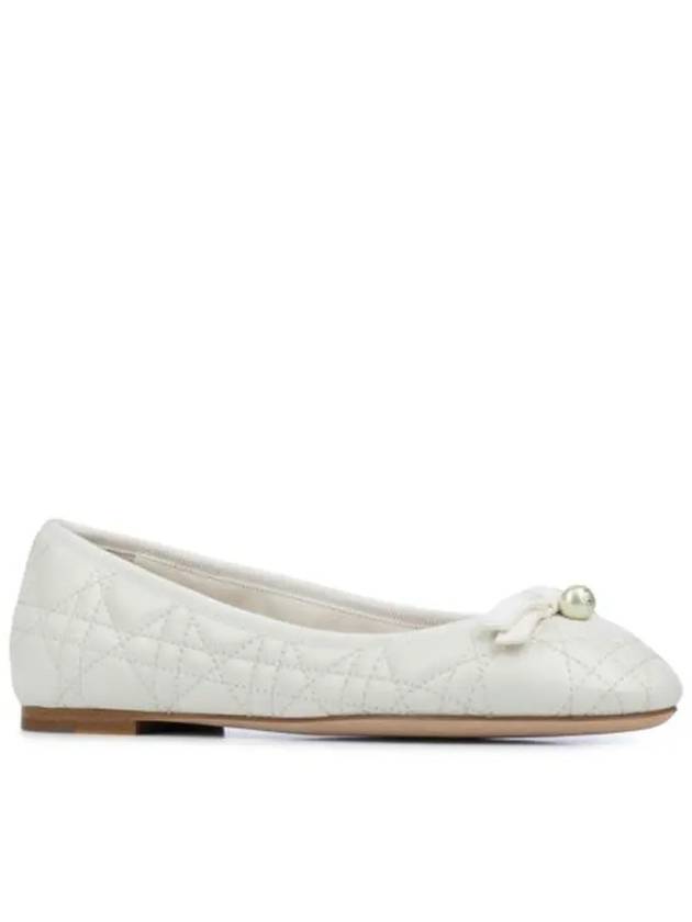 Quilted Cannage Calfskin Ballerina Flat Off White - DIOR - BALAAN 3