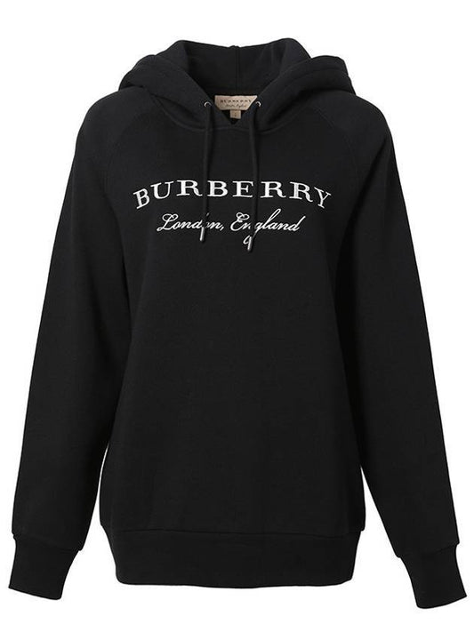 lettering embroidered hoodie black - BURBERRY - BALAAN.