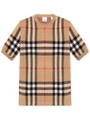 Men's Jacquard Check Pattern Silk Wool Knit Top Beige - BURBERRY - BALAAN 1