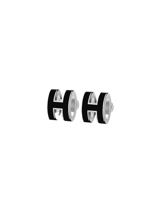 Mini Pop H Palladium Earrings Noir - HERMES - BALAAN 1