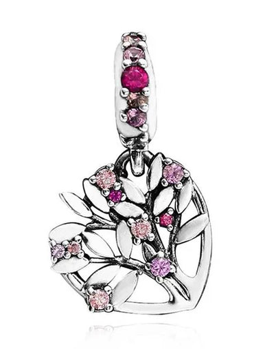 Heart Family Tree Dangle Bracelet Charm Silver Pink - PANDORA - BALAAN 1