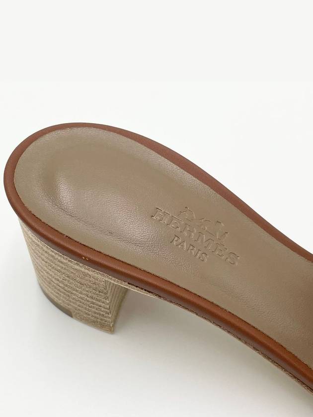 Oasis Calfskin Slipper Heels Gold Piqures Ecrues - HERMES - BALAAN 4