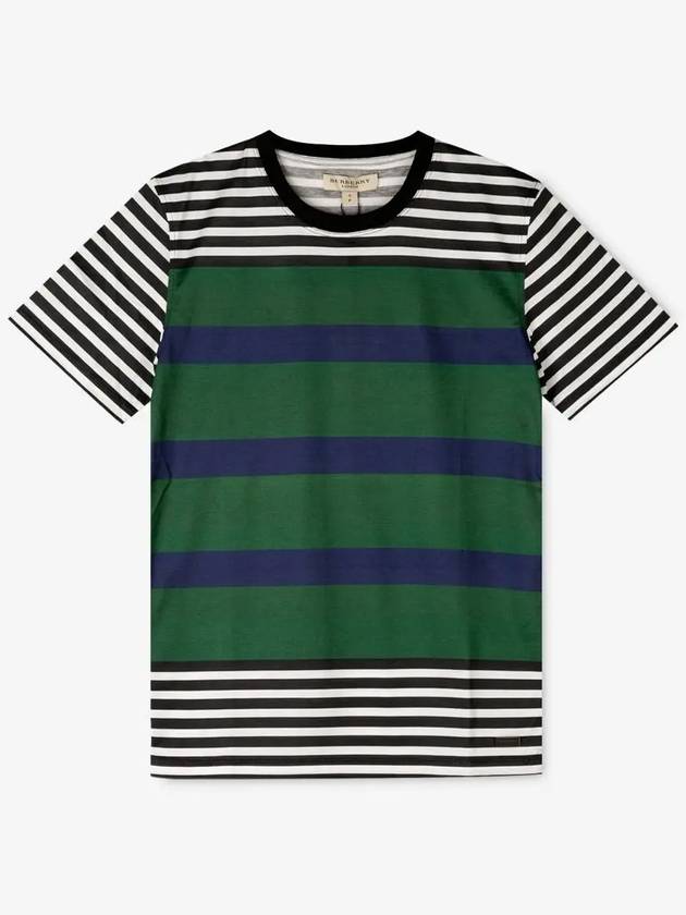 Striped Short Sleeve T-Shirt Green - BURBERRY - BALAAN 3