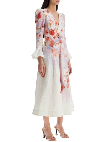 white floral linen midi dress ciara - ZIMMERMANN - BALAAN 2