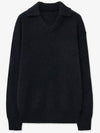 Open collar V neck knit black - BLONDNINE - BALAAN 3